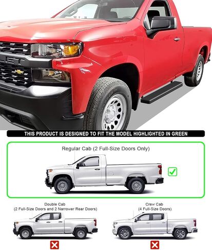 Tuxtreme 6-inch Black Stainless Steel Boards Compatible with Chevy Silverado GMC Sierra 1500 2019-2026 Regular Cab & Silverado 1500 LTD Sierra 1500 LD 2022 & 2500 3500 2020-2026 (Exclude 19 1500 LD) in Kuwait