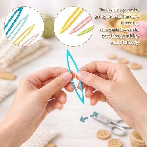 15PCS Large Eye Plastic Yarn Needles for Knitting and Crochet, Flexible Tapestry Darning Needles for Weaving in Ends with Thick Bulky Yarn, Multicolor in Saudi Arabia