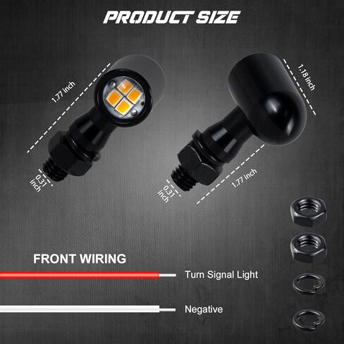 NTHREEAUTO LED Turn Signal Lights Universal Motorcycle Turn Signals, Mini Size Blinkers Front Indicator Compatible with Harley Honda Yamaha Kawasaki Suzuki Triumph in Kuwait