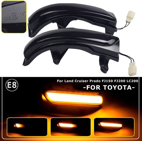 LED ديناميكية مرآة الوامض ضوء متسلسل بدوره مصباح إشارة لتويوتا لاند كروزر FJ200 LC200 / برادو FJ150 2010-2020 2021 (أصفر) in Kuwait