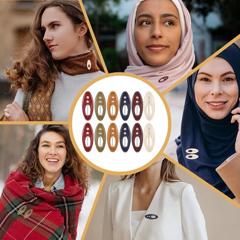 12pcs Hijab Pins for Women - Multicolored Rhinestone & ABS Shawl Pin, Plastic Cover Hijab Fashion Brooches and Pins, Colorful Scarf Safety Plastic Cover Pin in Kuwait