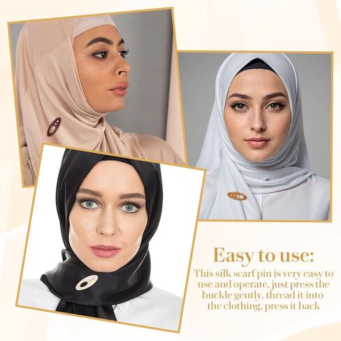 12pcs Hijab Pins for Women - Multicolored Rhinestone & ABS Shawl Pin, Plastic Cover Hijab Fashion Brooches and Pins, Colorful Scarf Safety Plastic Cover Pin in Kuwait