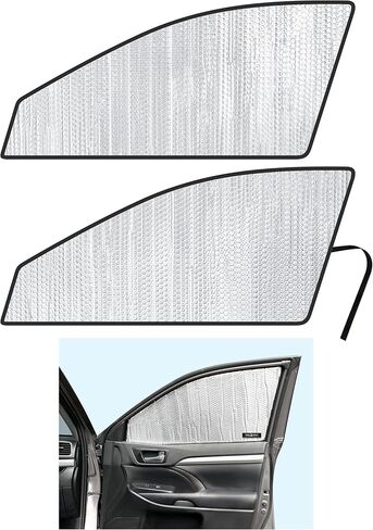 Side Window Front Seat Reflective Sunshade Custom Fit for 2014 2015 2016 2017 2018 2019 Toyota Highlander SUV, LE, Plus, XLE, SE, Limited, Hybrid (Set of 2) in Kuwait