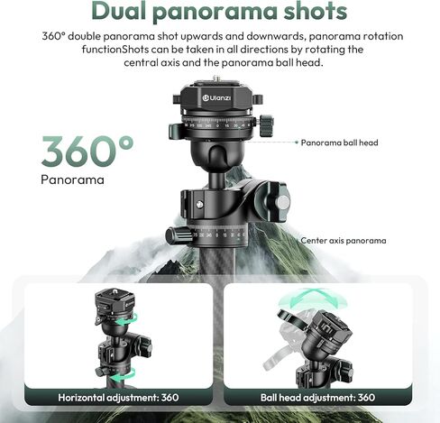 ULANZI Camera Tripod, MT-46 Aluminum Alloy Phone Tripod for Camera with F38 Quick Release Plate, 4 Levels Adjustment 360 Ball Head with Cold Shoe Lightweight Portable Vlog Travel Selfie Stick for DSLR in Kuwait