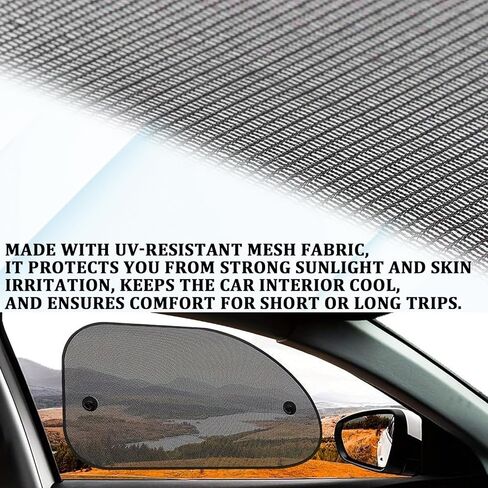 2PCS Car Window Sun Shades, Side Window UV Protection Cover with Suction Cups, Baby Kids Privacy Mesh Heat Blocker, Auto Sunshade for Cars Trucks SUV Glare Reduction Interior Accessories in Saudi Arabia