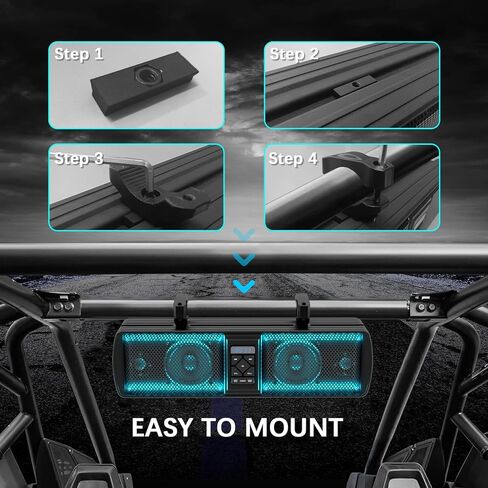 16 Inch UTV Sound Bar, IP66 Waterproof Bluetooth Golf Cart Sound Bar, ATV Speaker System, SXS SoundBar Compatible with Polaris RZR CFmoto Can-Am in Saudi Arabia