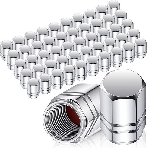 50 Pcs Tire Valve Stem Caps - Universal Fit Hexagon Aluminum Alloy Tire Valve Caps - Heavy-Duty Leak Proof Stem Covers for Car, Truck, SUV, Bicycle, Motorcycle in Kuwait