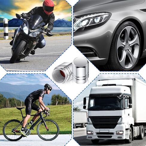50 Pcs Tire Valve Stem Caps - Universal Fit Hexagon Aluminum Alloy Tire Valve Caps - Heavy-Duty Leak Proof Stem Covers for Car, Truck, SUV, Bicycle, Motorcycle in Kuwait