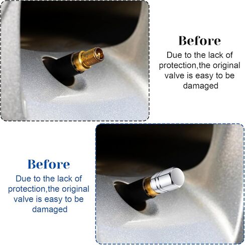 50 Pcs Tire Valve Stem Caps - Universal Fit Hexagon Aluminum Alloy Tire Valve Caps - Heavy-Duty Leak Proof Stem Covers for Car, Truck, SUV, Bicycle, Motorcycle in Kuwait