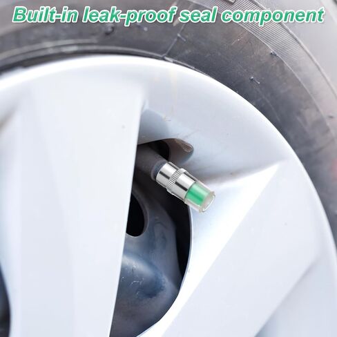 4 PCS Car Tire Pressure Monitor Valve Stem Caps, Tire Pressure Caps 2.4Bar 36PSI Air Cap for Tires with 3 Color Eye Alert Sensor Indicator for Cars, Trucks, Motorcycles, Bicycles in Kuwait
