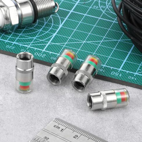 4 PCS Car Tire Pressure Monitor Valve Stem Caps, Tire Pressure Caps 2.4Bar 36PSI Air Cap for Tires with 3 Color Eye Alert Sensor Indicator for Cars, Trucks, Motorcycles, Bicycles in Kuwait