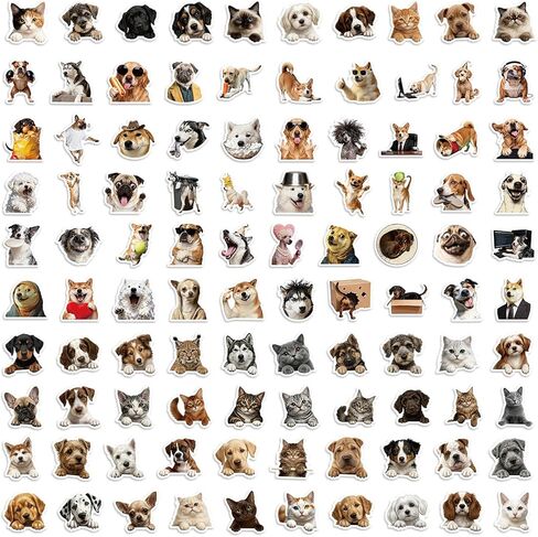 112pcs Cute Waterproof Vinyl Stickers for Kids – Cat & Dog Cartoon Laptop Stickers Kids, Water Bottle Stickers Bulk, Computer & School Sticker Party Gift Pack in Kuwait
