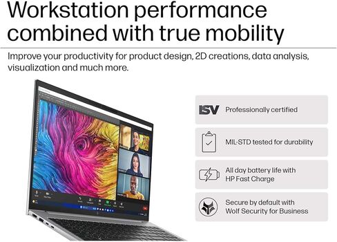 HP ZBook Firefly G11 Mobile Workstation (14" FHD+ Touchscreen, Intel 14-Core Ultra 5 125H, 64GB DDR5, 2TB SSD) Backlit, Fingerprint, 5MP IR Webcam, 2 x Thunderbolt 4, IST Hub, Win 11 Pro, AI PC in Saudi Arabia