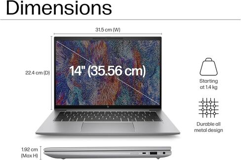 HP ZBook Firefly G11 Mobile Workstation (14" FHD+ Touchscreen, Intel 14-Core Ultra 5 125H, 64GB DDR5, 2TB SSD) Backlit, Fingerprint, 5MP IR Webcam, 2 x Thunderbolt 4, IST Hub, Win 11 Pro, AI PC in Saudi Arabia