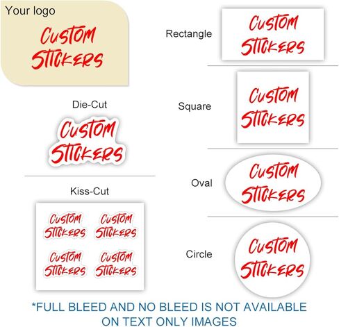 Custom Stickers,10+ Individually/Sheet Die Cut Personalized Sticker,1.5-10" Business Vinyl Logo Label,Your Text Image Design Photo,Waterproof,UV Resistant,Dishwasher Safe,Glossy/Matte Film in Kuwait