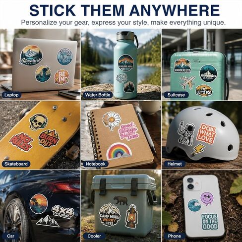Custom Stickers,10+ Individually/Sheet Die Cut Personalized Sticker,1.5-10" Business Vinyl Logo Label,Your Text Image Design Photo,Waterproof,UV Resistant,Dishwasher Safe,Glossy/Matte Film in Kuwait