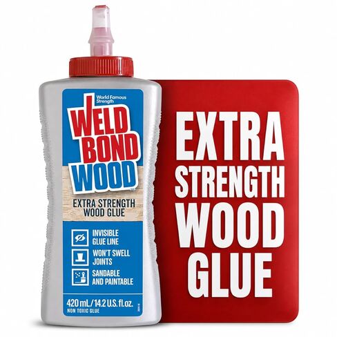 غراء خشب Weldbond فائق القوة للأعمال الخشبية وإصلاح الأثاث والمشروعات اليدوية - غير سام، خط غير مرئي، قابل للرمل والطلاء، غراء خشبي شديد التحمل للأثاث والنجارة - 14.2 أونصة، عبوتان in Kuwait
