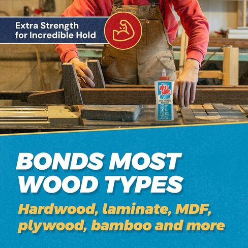 غراء خشب Weldbond فائق القوة للأعمال الخشبية وإصلاح الأثاث والمشروعات اليدوية - غير سام، خط غير مرئي، قابل للرمل والطلاء، غراء خشبي شديد التحمل للأثاث والنجارة - 14.2 أونصة، عبوتان in Kuwait