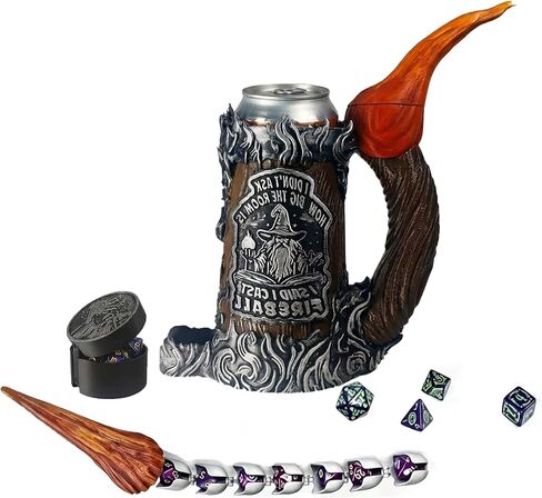 DND Dice Tower Mug Set -Tankard Dice Tower and Can Holder,Medieval Tavern Style Dice Rolling Tower- Fits 12oz/16oz Beverage Mug, Portable Dice Storage Case for RPG Game Lover (No Dice) in Saudi Arabia