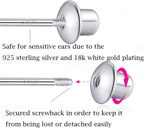 1PCS 925 Silver Earring Screw Backs Replacements, Earring Backs Hypoallergenic, Secure Ear Locking for Stud Earrings for Screw Posts (Gold) in Saudi Arabia