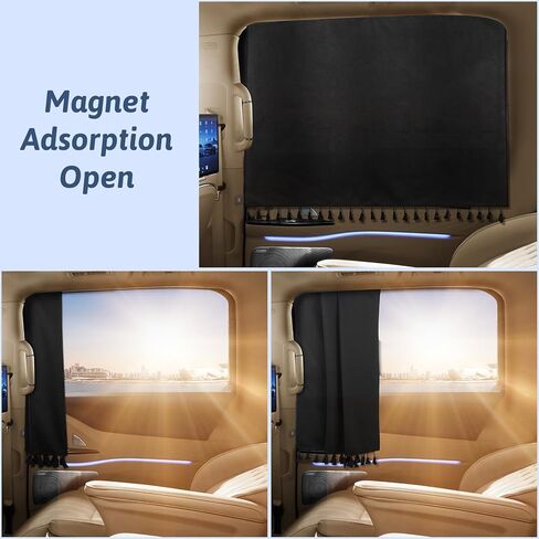 Car Window Shades with Tassel,2pcs Magnetic Car Side Window Sun Shade for Heat Block UV Protection,Auto Essential Interior Accessories in Saudi Arabia