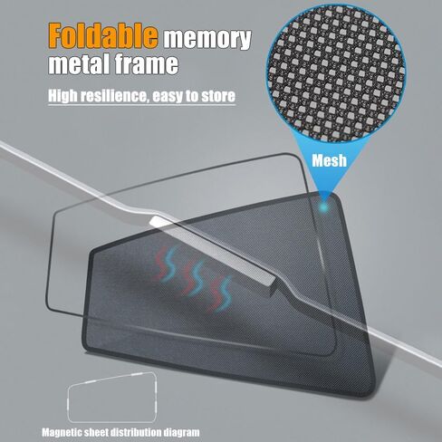 Car Window Shades Custom Fit for Tesla Model X 2023–2026, Magnetic Breathable Mesh Side Window Sunshade Privacy Protection & Mosquito Block Allows Window Open,A-Front Window in Saudi Arabia