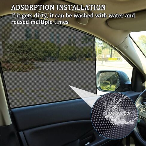 4PCS Car Side Window Sunshade, Reusable UV Ray Heat Glare Protector Static Cling Film Shade Sticker, Washable Auto Window Sun Shield Privacy Film, Universal for Vehicles in Saudi Arabia