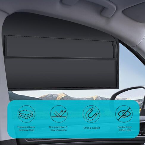 4 PCS Car Window Shades, Magnetic Privacy Sun Shade for Side Windows, Adjustable Blackout Car Window Covers, Universal for Most Vehicles (Black) in Saudi Arabia