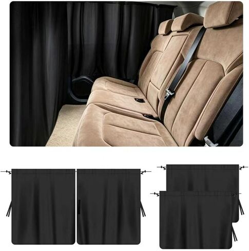 3PCS Car Privacy Curtains,Black Coated Car Window Shades Kit with Rear Window & Divider Curtain,Portable Cars Windows Curtains for Privacy and Lower Interior Temperature in Kuwait