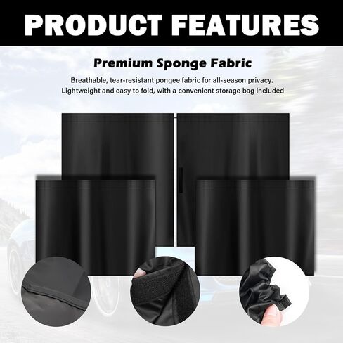 3PCS Car Privacy Curtains,Black Coated Car Window Shades Kit with Rear Window & Divider Curtain,Portable Cars Windows Curtains for Privacy and Lower Interior Temperature in Kuwait