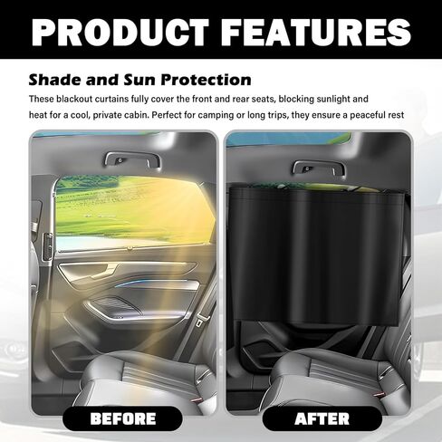 3PCS Car Privacy Curtains,Black Coated Car Window Shades Kit with Rear Window & Divider Curtain,Portable Cars Windows Curtains for Privacy and Lower Interior Temperature in Kuwait