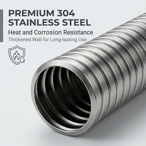 Long Exhaust Flex Pipe, Stainless Steel Flexible Exhaust Tube for Generator, Heater, and Automotive Repair, Heavy Duty Corrosion Resistant Corrugated Pipe(1.25" ID x 72") in Kuwait