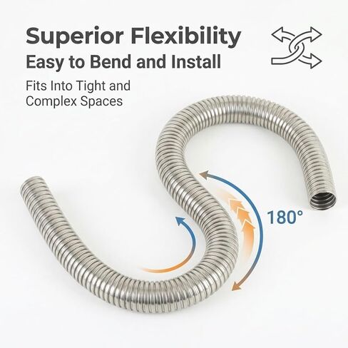 Long Exhaust Flex Pipe, Stainless Steel Flexible Exhaust Tube for Generator, Heater, and Automotive Repair, Heavy Duty Corrosion Resistant Corrugated Pipe(1.25" ID x 72") in Kuwait