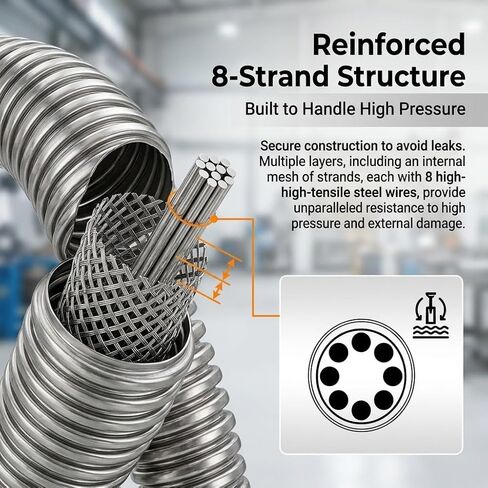 Long Exhaust Flex Pipe, Stainless Steel Flexible Exhaust Tube for Generator, Heater, and Automotive Repair, Heavy Duty Corrosion Resistant Corrugated Pipe(1.25" ID x 72") in Kuwait