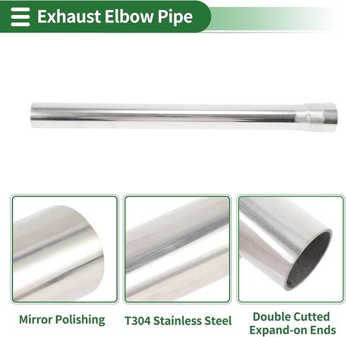 Motoforti 1.5" Straight Exhaust Pipe Tube T304 Stainless Steel DIY Custom Car Modified Tubing Piping 17.32" Length Single Side Flared Notched Surface Polishing in Kuwait