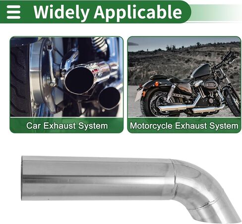 Motoforti 2.5 بوصة مدخل معرف بدوره إلى أسفل طرف العادم T304 الفولاذ المقاوم للصدأ سطح تلميع مغزل بيند الكوع أنبوب 12 بوصة الطول الإجمالي مناسب لأنابيب العادم 2.5 بوصة OD in Kuwait