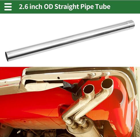 Motoforti 2.5" Straight Exhaust Pipe Tube T201 Stainless Steel DIY Custom Car Modified Tubing Piping 48" Leg Length Expand-on Ends Surface Polishing in Kuwait