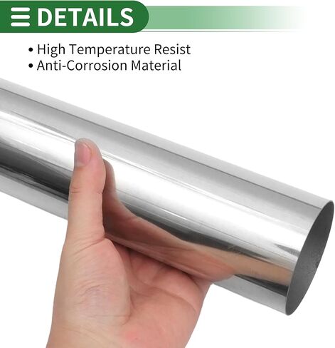 Motoforti 2.5" Straight Exhaust Pipe Tube T201 Stainless Steel DIY Custom Car Modified Tubing Piping 48" Leg Length Expand-on Ends Surface Polishing in Kuwait