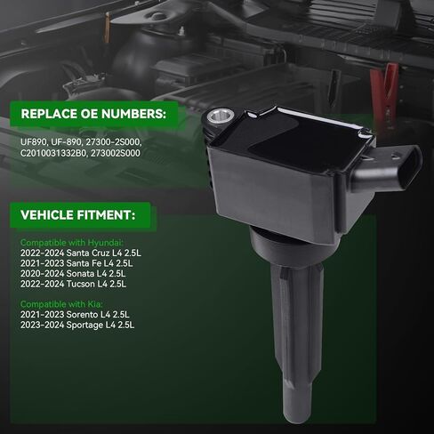Ignition Coil Pack Compatible with Hyundai Sonata Santa Fe Tucson Santa Cruz Kia Sorento Sportage 2.5L L4 2020-2024 - Replaces OE Number UF890 UF-890 27300-2S000, 4 PCS Set in Saudi Arabia
