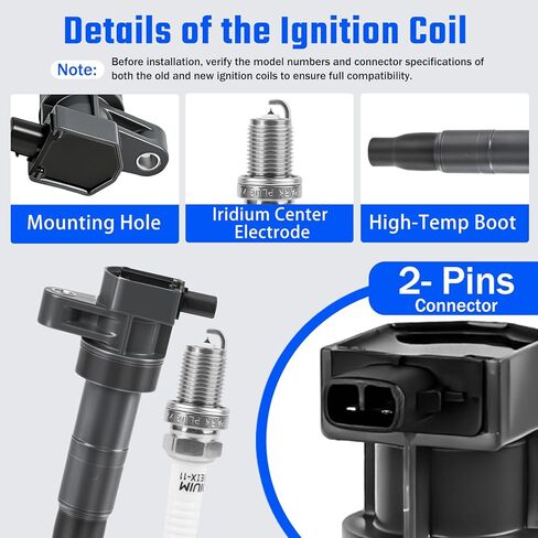 Ignition Coil Pack and Iridium Spark Plugs Set of 6 Compatible with Kia Sedona Sorento & Hyundai Azera Sonata Veracruz Entourage Santa Fe V6 3.3L 3.8L 2006 2007 2008 2009 2010 2011 2012 UF546, 7090 in Saudi Arabia