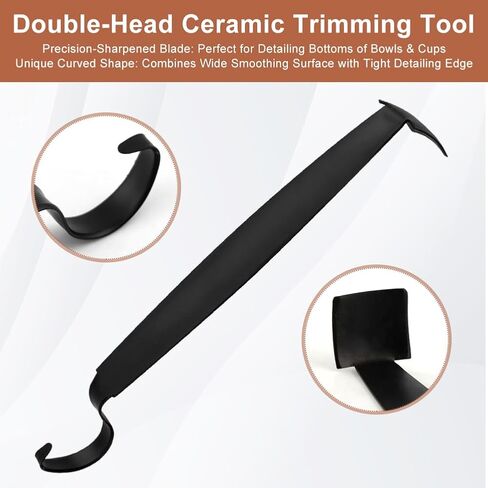 Pottery Trimming Tools, Stainless Steel Double Ended Pottery Tool for Carving, Versatile Clay Trimming Tool with 10 Serrated Scrapers for Ceramic Artists, Sculptors and Potters in Saudi Arabia