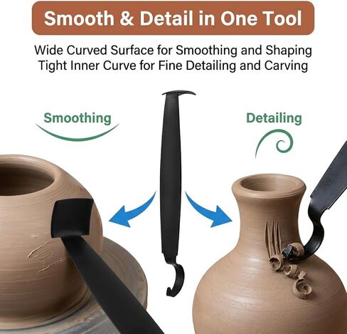 Pottery Trimming Tools, Stainless Steel Double Ended Pottery Tool for Carving, Versatile Clay Trimming Tool with 10 Serrated Scrapers for Ceramic Artists, Sculptors and Potters in Saudi Arabia