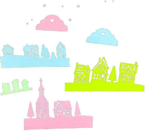 Village House Cutting Dies Set, Tree Star Cloud City Die Cuts for Card Making Winter Holiday Family Dies Stencil Embossing Tool Scrapbooking DIY Etched Craft Dies in Kuwait