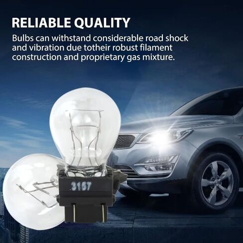 3157 White Light Bulb 3157 Miniature Bulb Mini Bulb, Plastic Base for Brake Lights, Taillight, Turn Signal, Parking (10 Pack) in Kuwait