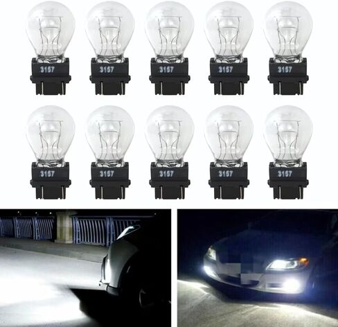 3157 White Light Bulb 3157 Miniature Bulb Mini Bulb, Plastic Base for Brake Lights, Taillight, Turn Signal, Parking (10 Pack) in Kuwait