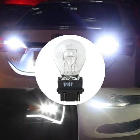 3157 White Light Bulb 3157 Miniature Bulb Mini Bulb, Plastic Base for Brake Lights, Taillight, Turn Signal, Parking (10 Pack) in Kuwait