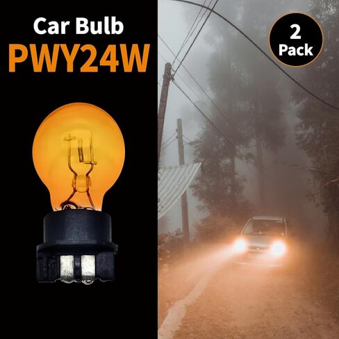 2 Pack PWY24W 24W Amber Yellow Fog Light Bulbs,Upgraded 12V Halogen for Front Turn Signal,DRL and Parking Lights CANBus Compatible in Saudi Arabia