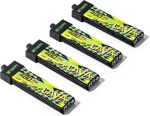 BETAFPV 4pcs Lava II 480mAh 1S Battery 3.8V 95C LiHV Battery with BT2.0 Connector, Compatible with 1-2S Tiny Whoop Drone Quadcopter Like Air75, Meteor75 Pro, Cetus Pro, Cetus X Brushless Drones in Kuwait