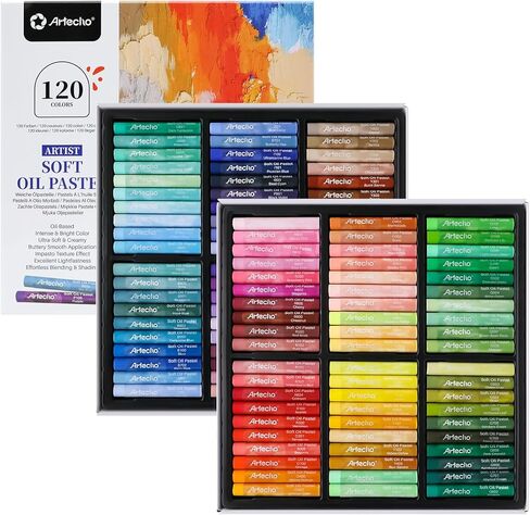 Artecho Extra Soft Oil Pastels Set – 48 Colors Artist Grade Drawing Crayons for Blending, Layering & Shading – Large 10mm Diameter Pastel Sticks for Professional Painting Art Supplies in Saudi Arabia