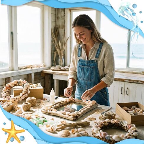 Geelin 35 Pcs Large Sea Shells Mixed Beach Seashells 35 Kinds 0.8"-3.5" Various Sizes Natural Seashell Starfish Ocean Shells Conch for DIY Crafts Vase Fillers Beach Party Fish Tank Wedding Home Decor in Kuwait